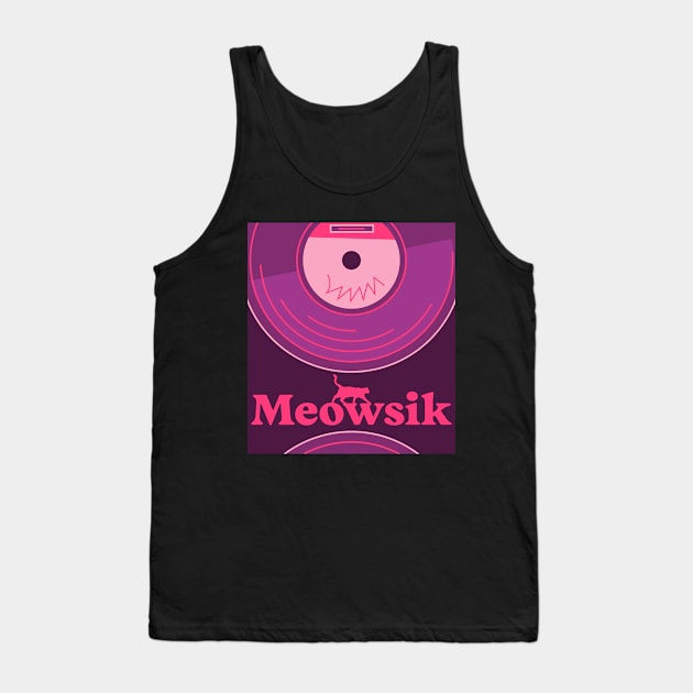Retro Meowsik-Cat and Music lovers- Tank Top by Omise